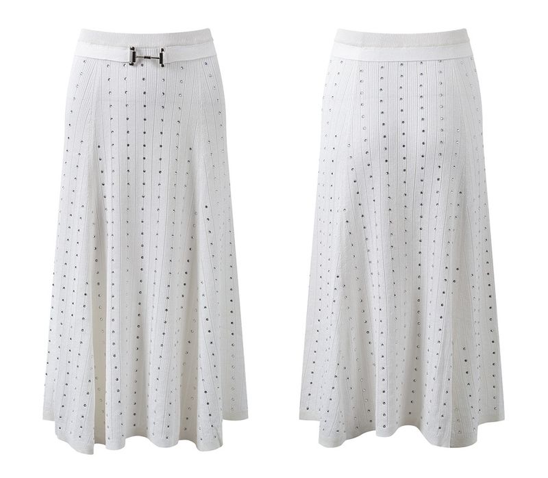 Roupas femininas novo design pesado quente diamante v pescoço fino ajuste fino saia superior terno de duas peças_voghion.com