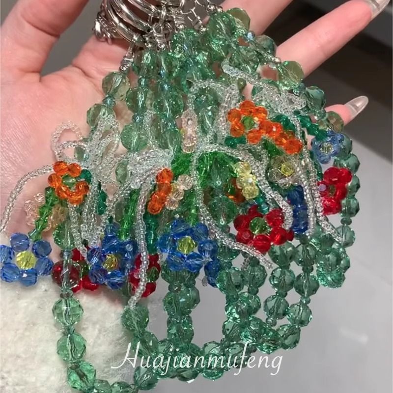 Vroege lente gekleurde bloemen kralen mobiele telefoon ketting lanyard sleutelhanger hanger camera hanger verse_voghion.com