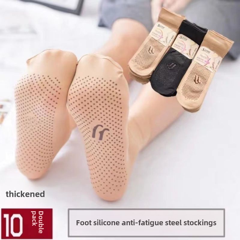 Calze in acciaio con massaggio, di media densità, in velluto nero color carne, anti-inceppamento, calze in acciaio, calzini a metà polpaccio, calzini antiscivolo_voghion.com
