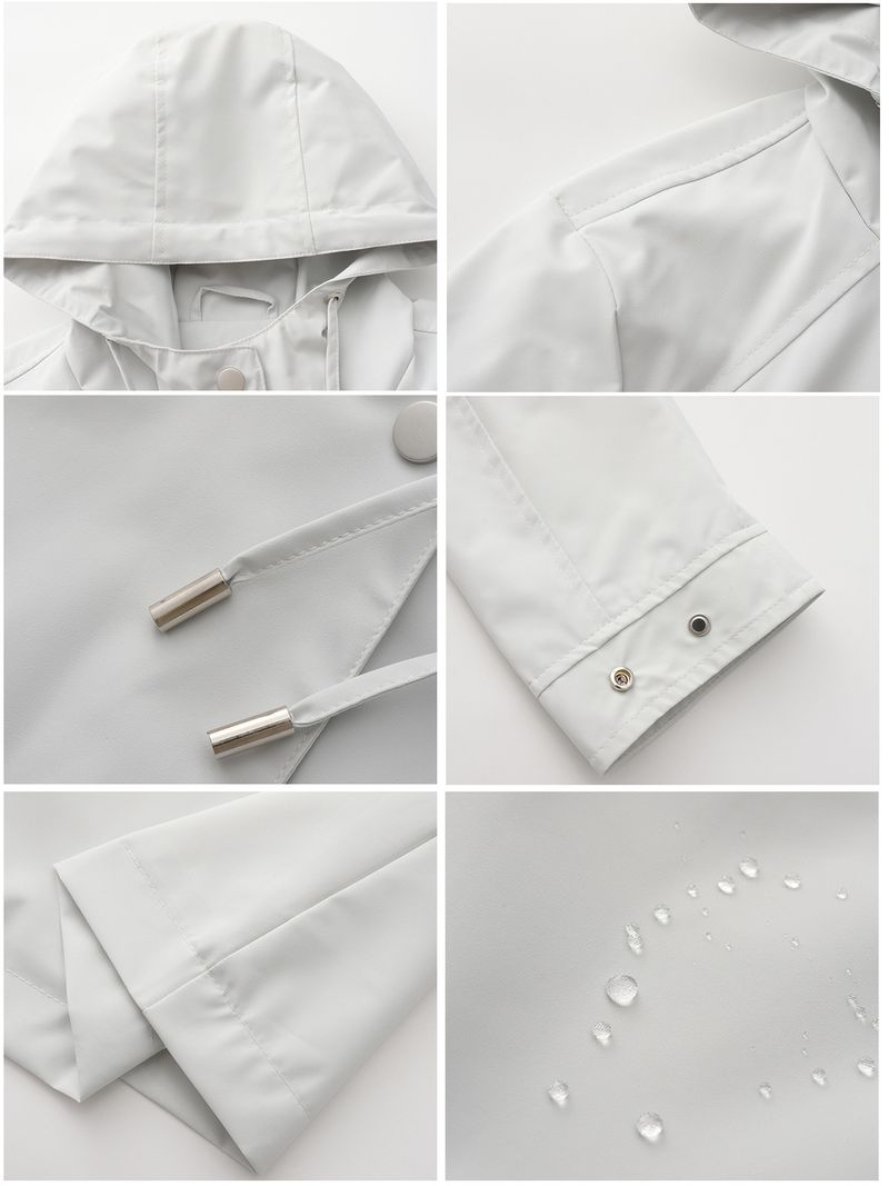Veste imperméable à capuche avec ceinture pour femme, nouvelle collection printemps et automne 2024, coupe-vent ample et décontracté_voghion.com