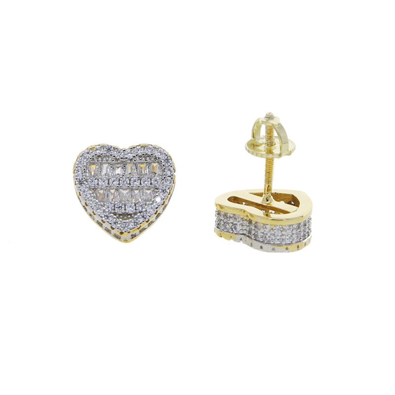 Orecchini a forma di cuore con zircone intarsiato e nappa rotonda con filo, orecchini alla moda hip hop_voghion.com