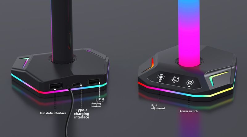 PS5 handle headset VR luminous bracket gamepad bracket RGB light effect PS5 accessories storage PS VR hanger_voghion.com