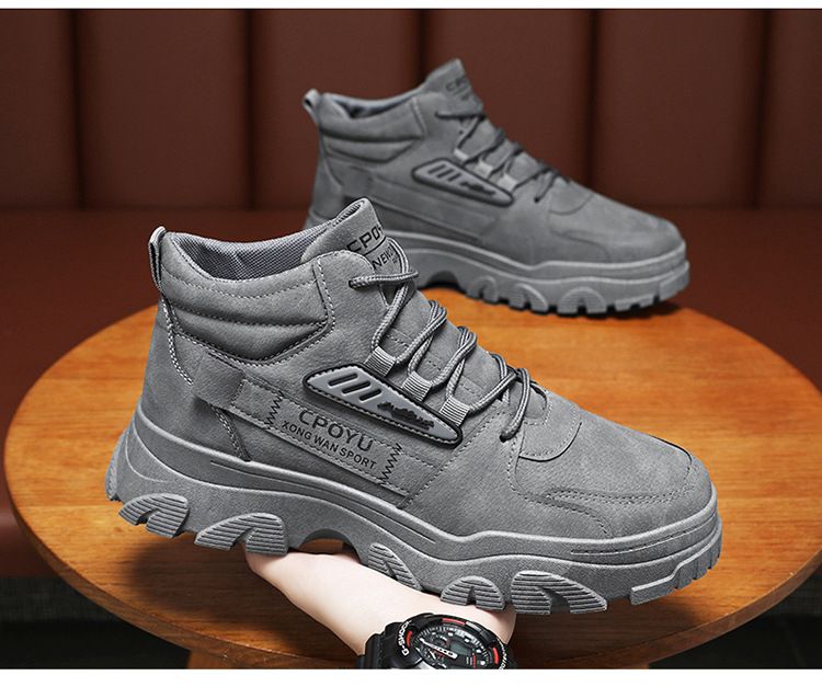 Spring High Top Workwear Men's Trendy And Versatile Thick Sole Anti Slip Construction Site Work Safety Shoes, Martin_voghion.com