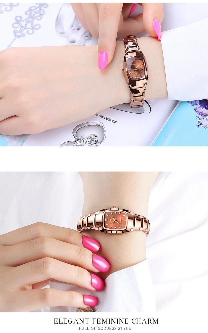 Tungsten çelik kare su geçirmez minimalist mizaç öğrenci küçük kadran şık ve trend kadın kuvars saati_voghion.com