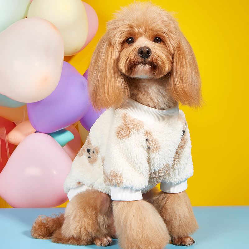Felpa con stampa di orso carino in stile Ins per cani, abbigliamento caldo per animali domestici, autunno inverno e antifreddo_voghion.com