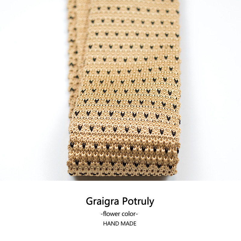 Cravatte e fazzoletti da uomo stile cravatta in maglia da uomo giallo marrone con larghezza 6 cm_voghion.com