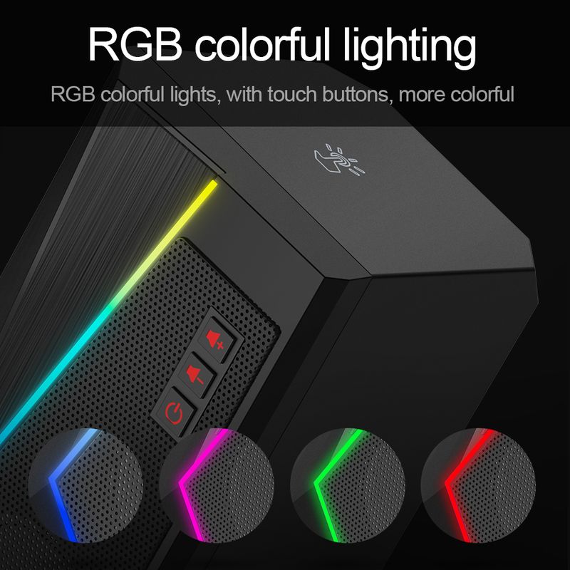 GS520 aux 3.5mm stereo surround music RGB gaming speakers sound bar for computer 2.0 PC notebook TV loudspeakers_voghion.com