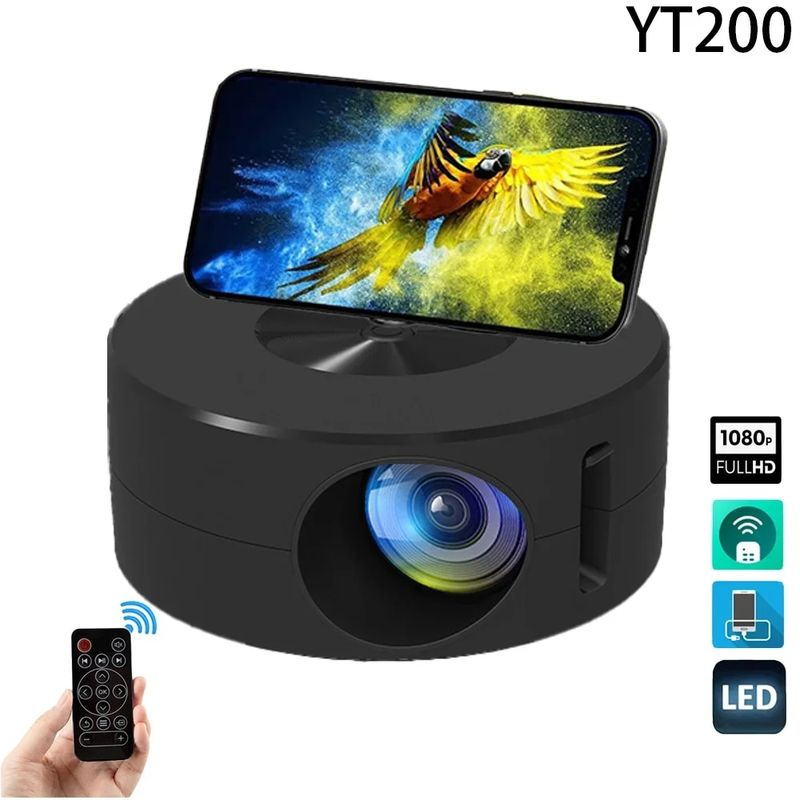 YT200 LED Mobile Video Mini Media Player Kids Gift Cinema Wired Same Screen Home Theater Projector_voghion.com