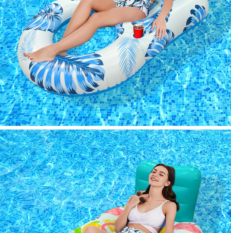 Inflatable Pool Lounge Chair With Armrests & Mesh Seat - Floating Water Hammock For Swimming Beach & Lake (Quick-Dry Heavy-Duty PVC Portable Design)_voghion.com