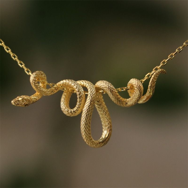 Mode Ny Punk Originalitet Hänge Halsband Winding Sier Färg Unik Män Kvinnor Hiphop Smycken Statement Snake Choker Gåvor_voghion.com