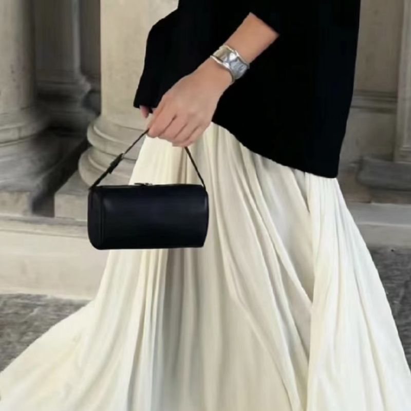 【Wujiu】2025 New Pencil Case Top Layer Cowhide High-End Cylinder Bag Women Genuine Leather Handbag Crossbody_voghion.com
