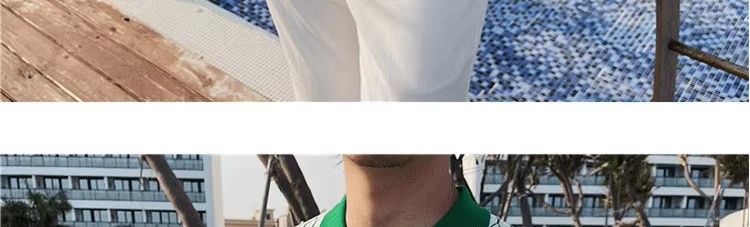 Herrkläder Sommar tunn stil slimmad high end stickad cool kavaj stilig T-shirt kontrastfärg is siden pikétröja kortärmad herr_voghion.com