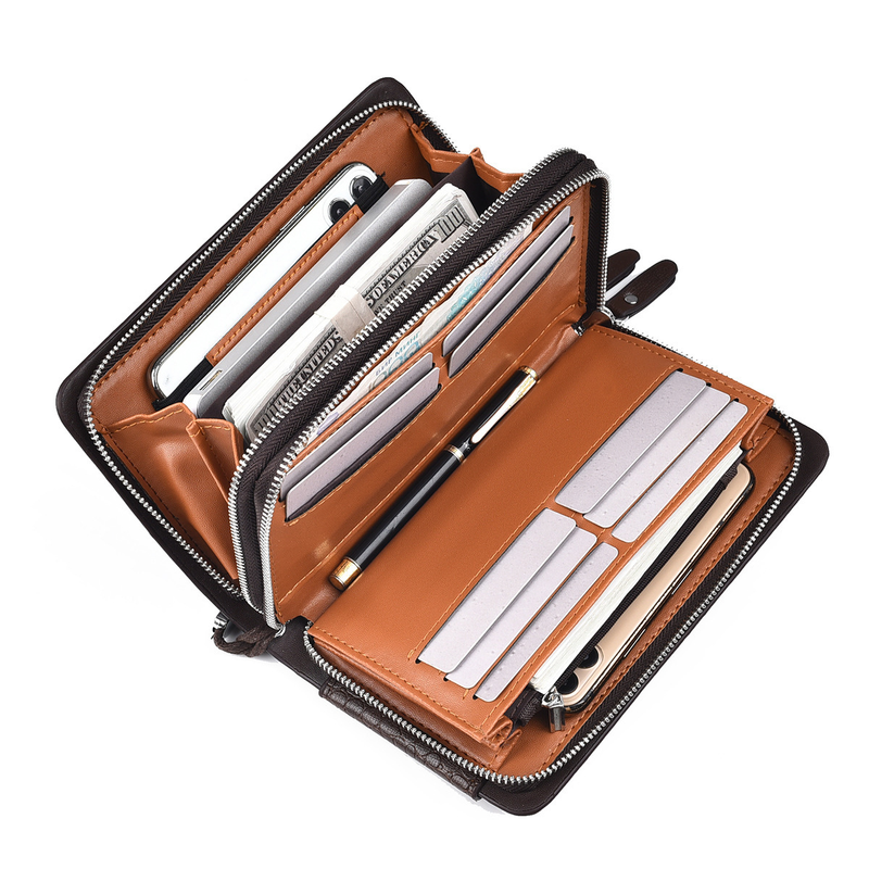 Business Lange Große Kapazität Herren Geldbörse Multi-Card Reißverschluss Handtasche_voghion.com