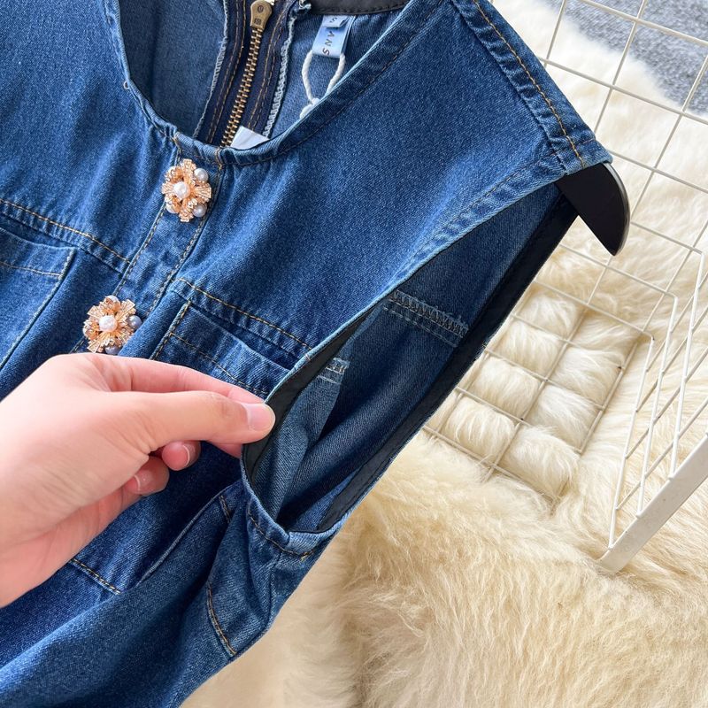 Women's Clothing Summer new sleeveless vest denim skirt _voghion.com