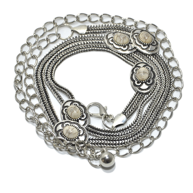 Korean version of slim waistband, fashionable and versatile, simple snake bone texture decorative pants chain, women's_voghion.com