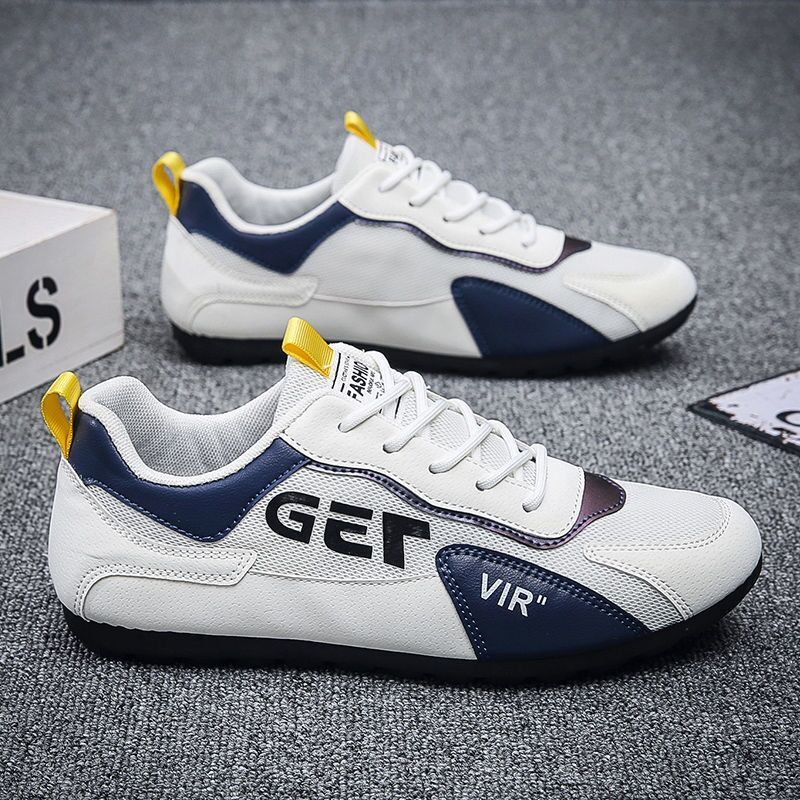 Tênis masculino casual esportivo, novo, respirável, de lona, versátil, branco, para primavera_voghion.com