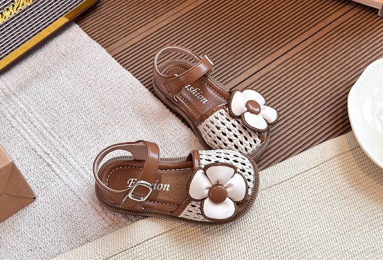 Kinderschuhe Kinder Baotou Woven Hollow Sandalen Sommer Neue Version Mädchen Blume Prinzessin Schuhe mit Rock_voghion.com