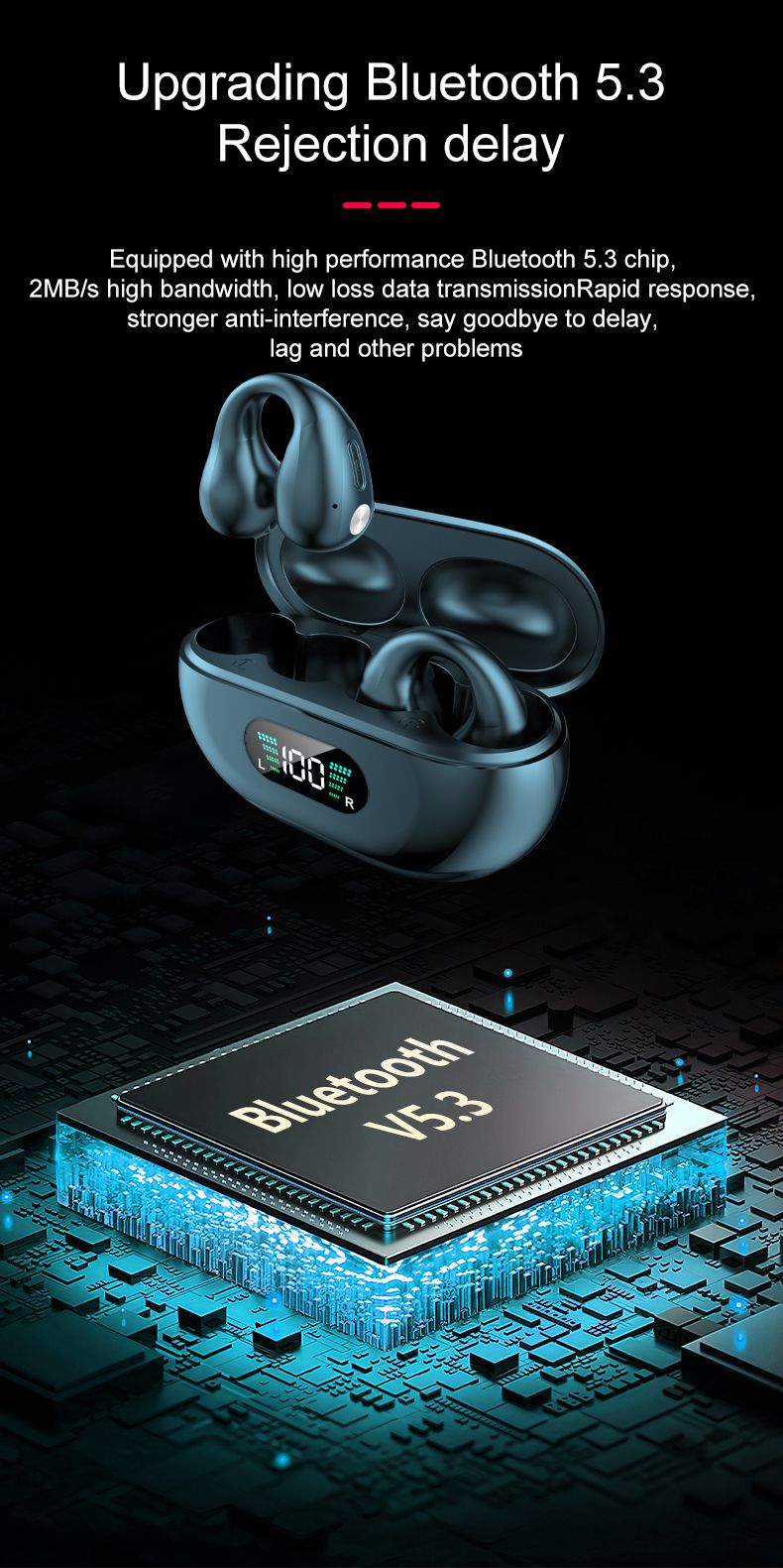 Wireless Headphones Clip Earphones Bluetooth Wireless Bone Conduction TWS Earbuds Clip on Ear Sport Headsets with Microphone_voghion.com