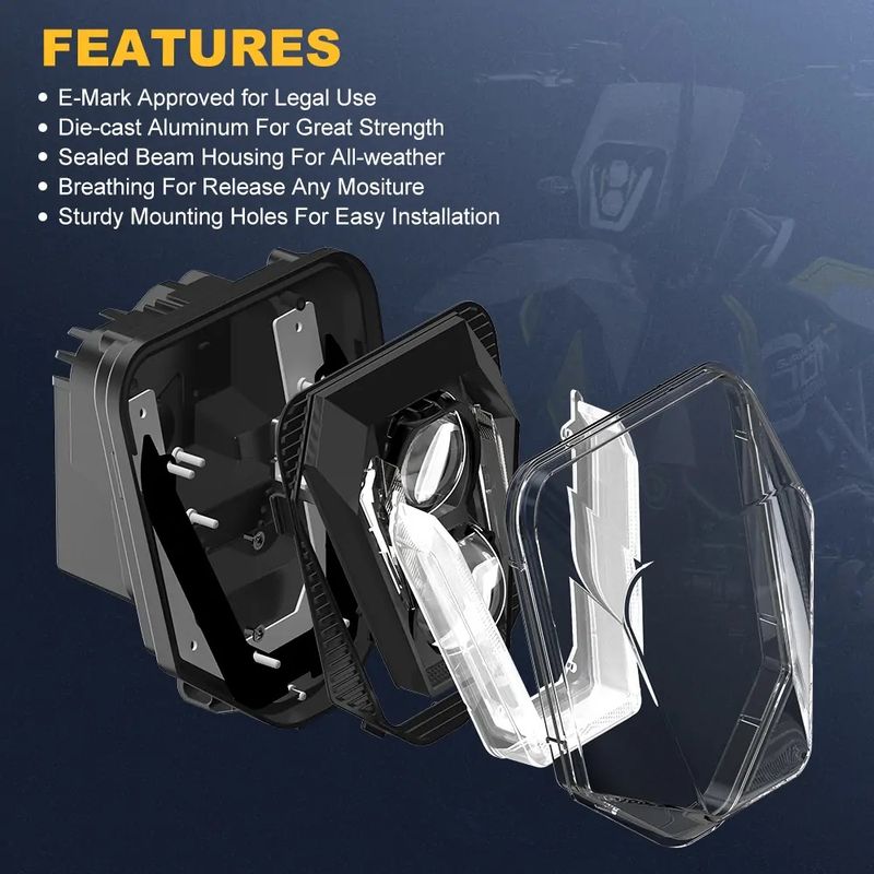 Conjunto de faróis de LED para motocicleta HUSQVARNA 2017-2021 300TE 150i 250i 300i com farol alto e baixo e modo de luz DRL âmbar_voghion.com