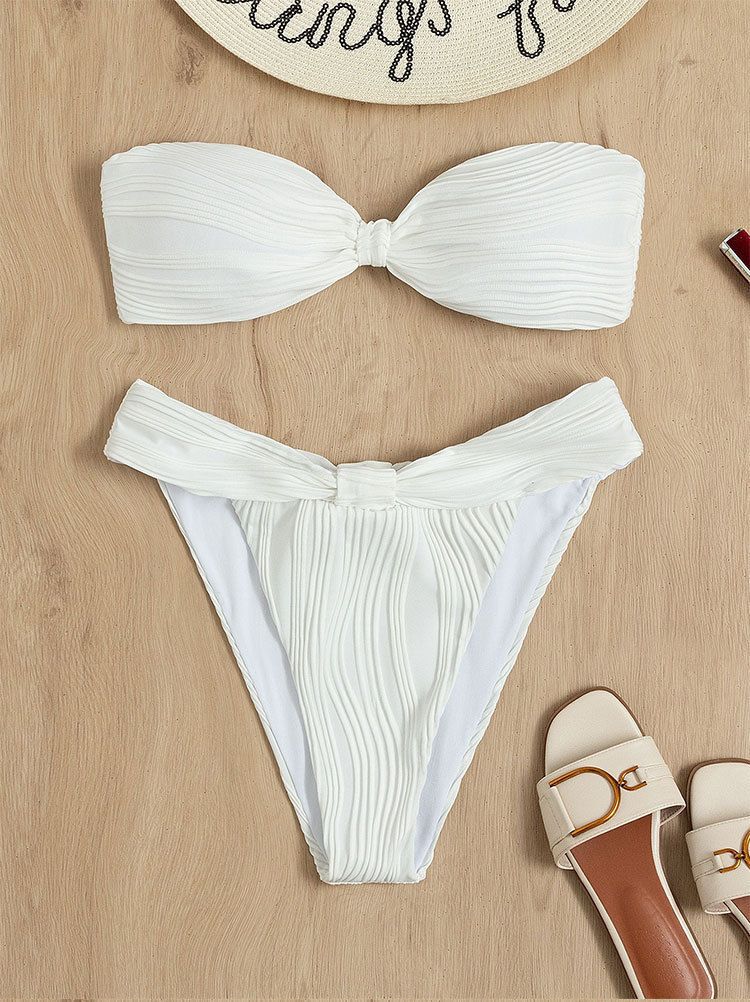 Spot Sexy Split-Badeanzug für Frauen, einfarbig, Röhrenoberteil, Dreieck-Cup-Strandbadeanzug_voghion.com