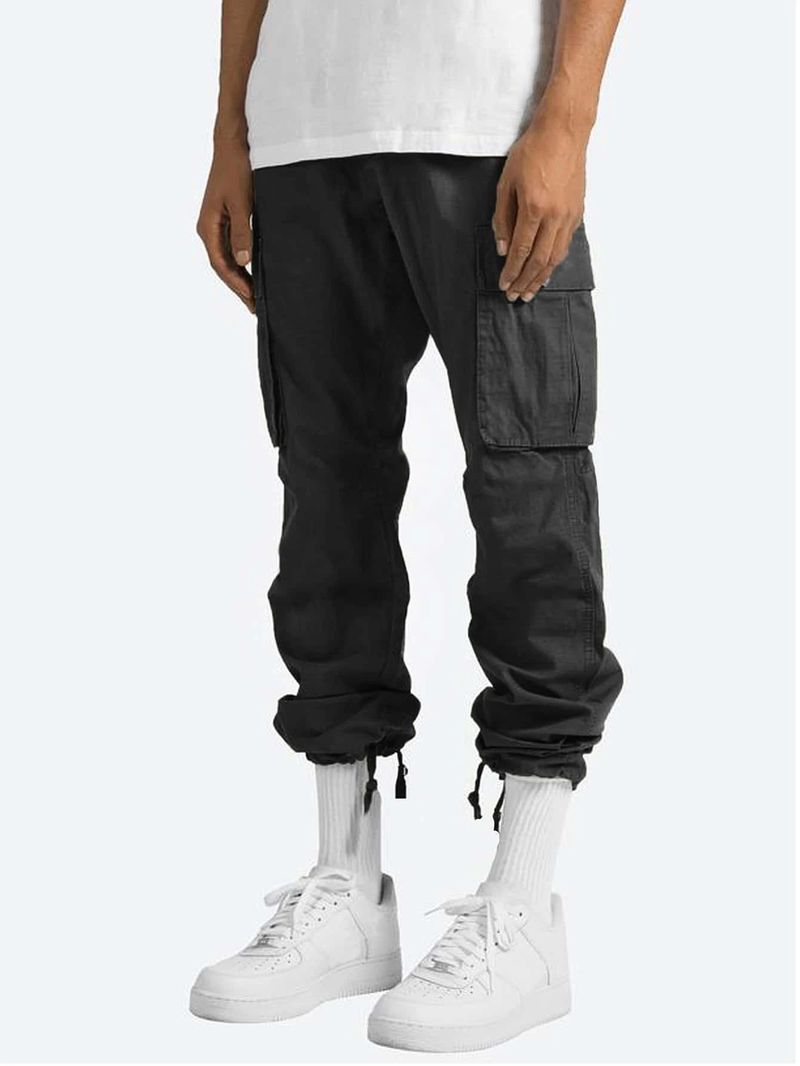 2024 Sommer Neue Herren Arbeitskleidung Kordelzug Multi Pocket Freizeithose_voghion.com