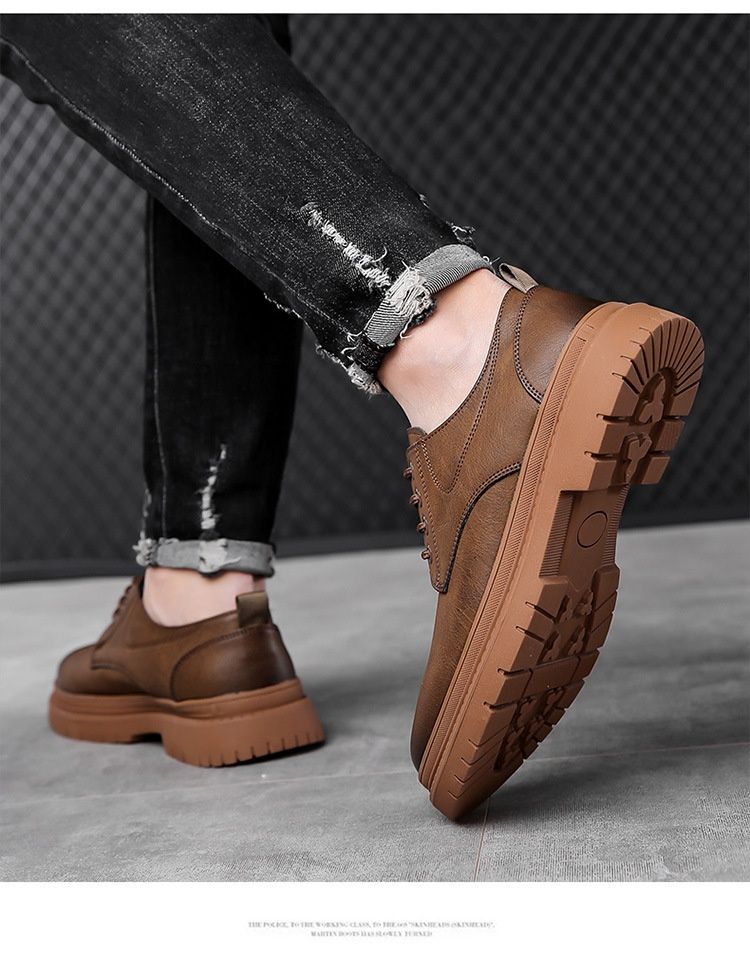 Glide Leather Frühling/Sommer Britische Derby-Schuhe mit dicker Sohle, lässige Herren-Martin-Stiefel, formelle Schuhe für Hochzeiten und Arbeit, niedrige Schafthöhe_voghion.com