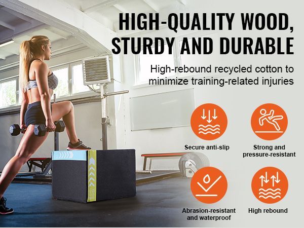VEVOR 3 In 1 Plyometric Jump Box, 16/14/12 Inch Cotton Plyo Box, Platform & Jumping Agility Box, Anti-Slip Fitness Exercise Step Up Box For Home Gym Training, Conditioning Strength Training, Black_voghion.com