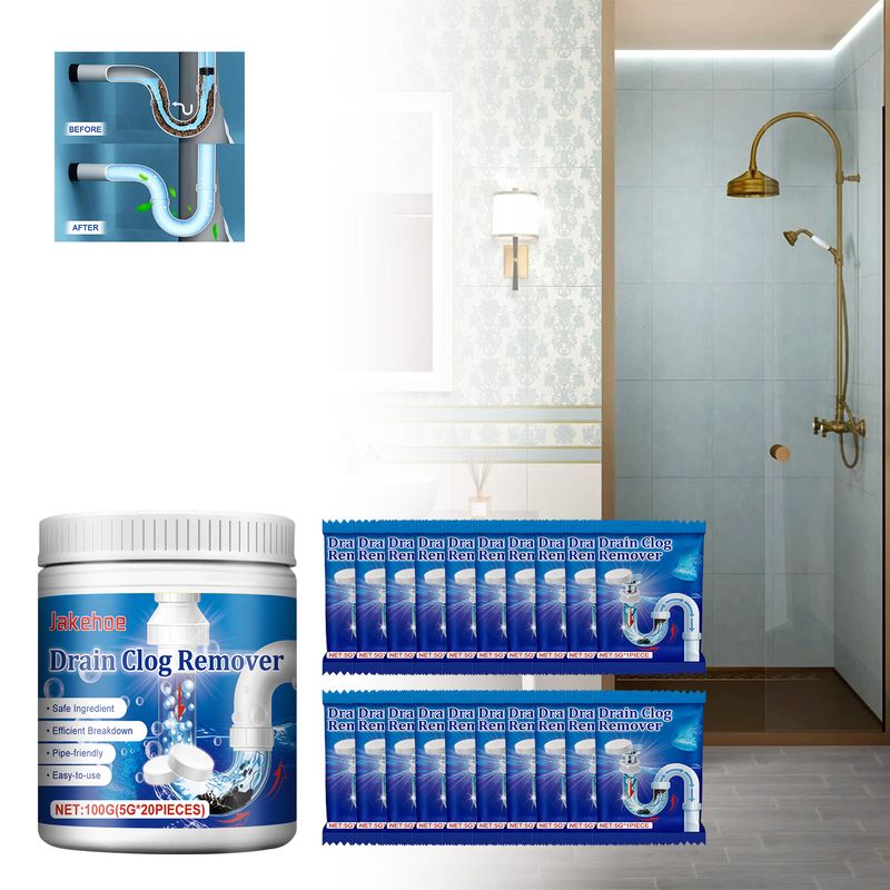 Jakehoe Drain Clog Remover, Toilet Drain Unclogging Deodorant Anti-Clogging Dissolving Cleaning Tablets_voghion.com