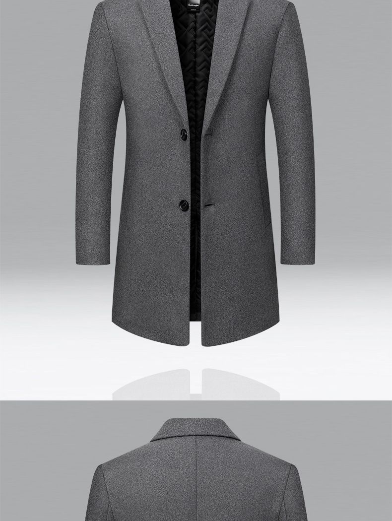 Men's Wool Blend Overcoat - Mid-Length Single-Breasted Peacoat For Business Casual & Winter Wear_voghion.com