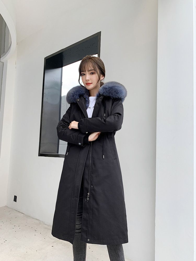 Ropa de mujer Nuevo abrigo de invierno con forro de piel de largo medio Parka Haining desmontable_voghion.com