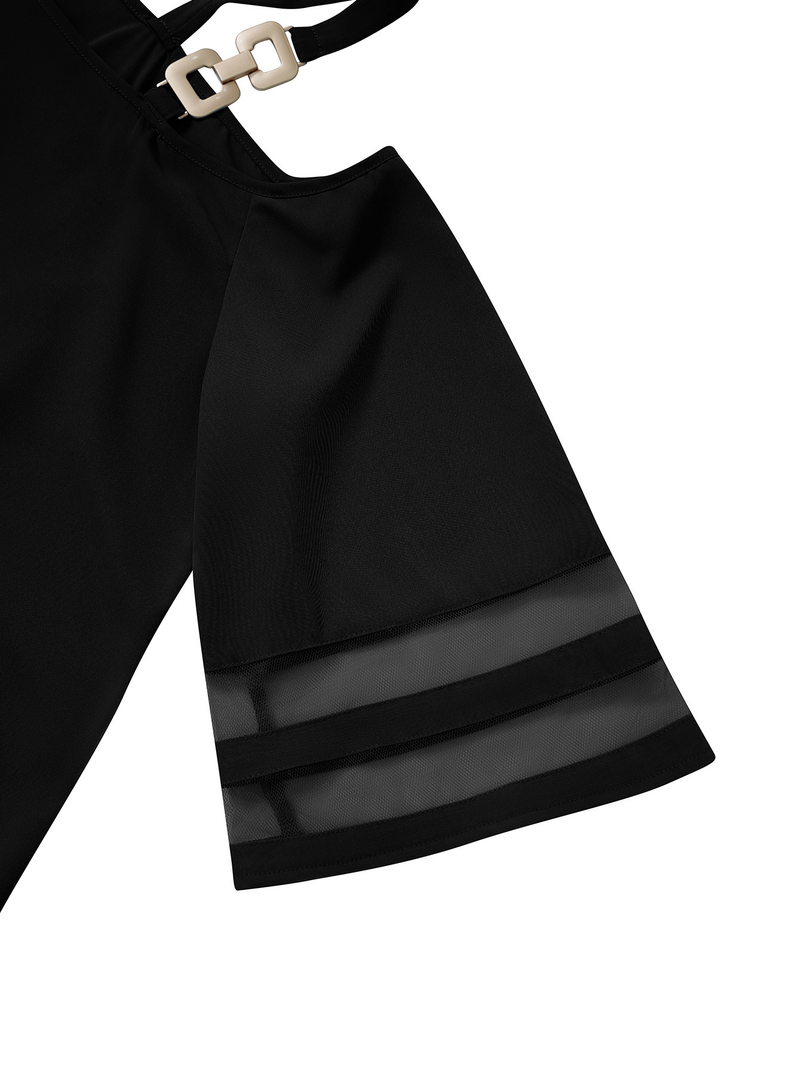 Cappotto monospalla con fibbia in metallo, casual, tinta unita, da donna_voghion.com
