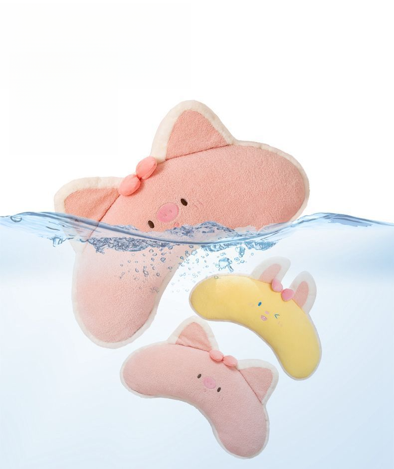 Süßes rosa Schweinchen mit Nackenrolle für Mädchen, um ihre Beine am Bett zu befestigen und so die Lendenwirbelsäule beim Schlafen zu stützen._voghion.com