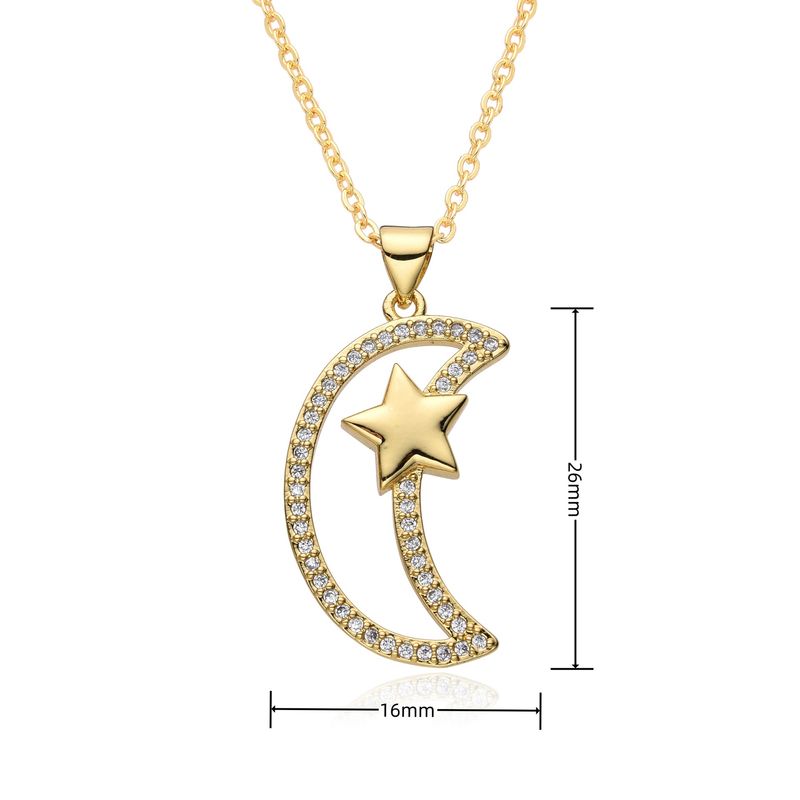 Nytt etniskt stil mikroinlagt zirkon sol- och månehalsband hänge ljus lyxig nischdesign kall nyckelbenskedja_voghion.com