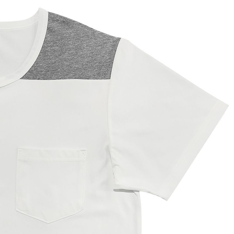 2024 Sommer Herren Button-Up T-Shirt Color Block Thin Henry Kurzarm Top für Männer_voghion.com