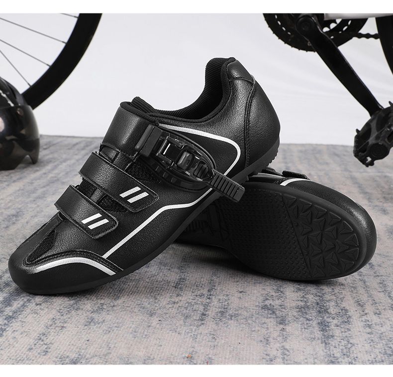 Zapatillas de ciclismo con cierre de hebilla, zapatillas de ciclismo de carretera para hombre y mujer, suelas de goma duras para bicicleta de montaña._voghion.com
