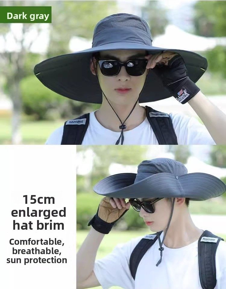 Cappello da pescatore estivo da uomo, con tesa larga, protezione UV, per escursioni all'aperto e pesca._voghion.com