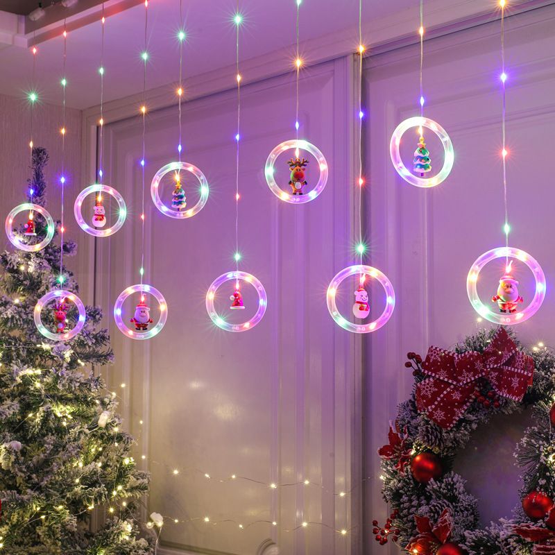 Christmas Decoration Five-Pointed Curtain LED Star String Leather Line Ice Strip Room Atmosphere Lights_voghion.com