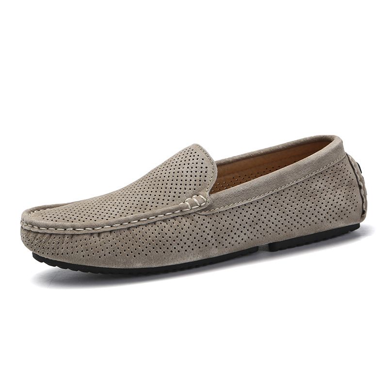 Heren zomer hol ademend bonensuèdeleer, gepersonaliseerde en veelzijdige luie herenschoenen, vrijetijdsschoenen_voghion.com
