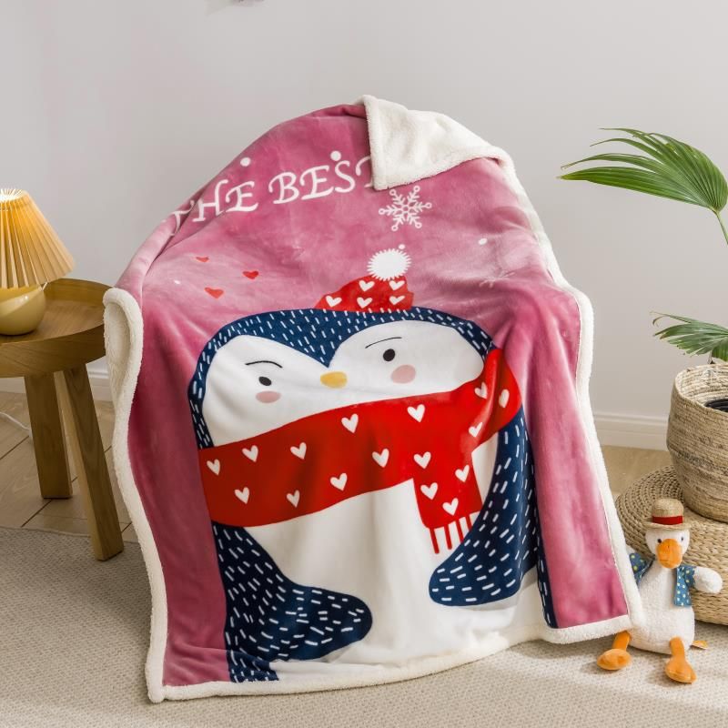 Couverture en peluche d'agneau pour bébé et enfant, nouvelle couverture polaire simple et double couche en polaire de dessin animé 2024_voghion.com