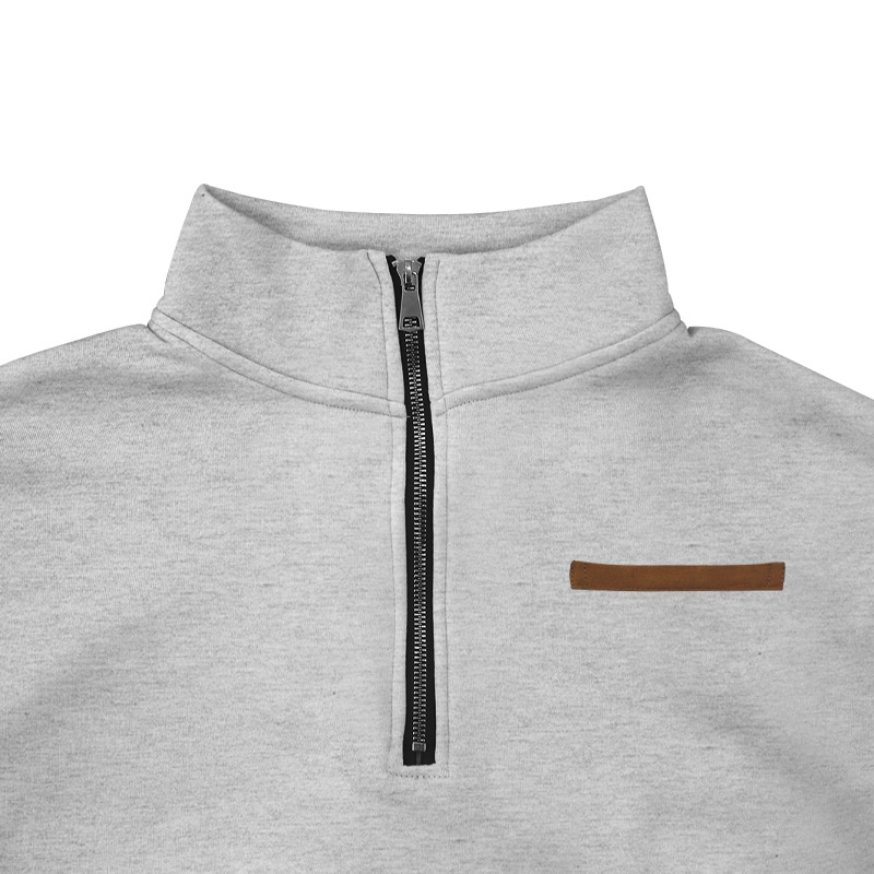 2023 Plus Size Winter Fleece Half-Zip Stehkragen Pullover Einfarbig Casual Sweatshirt Herrenmode_voghion.com