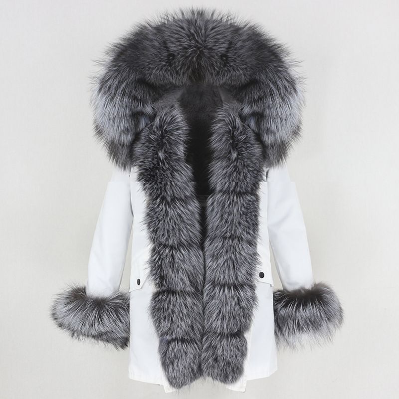 Women's Clothing hot sale winter parka for women with detachable fox fur collar lining fashionable warm ladies mid length coat_voghion.com