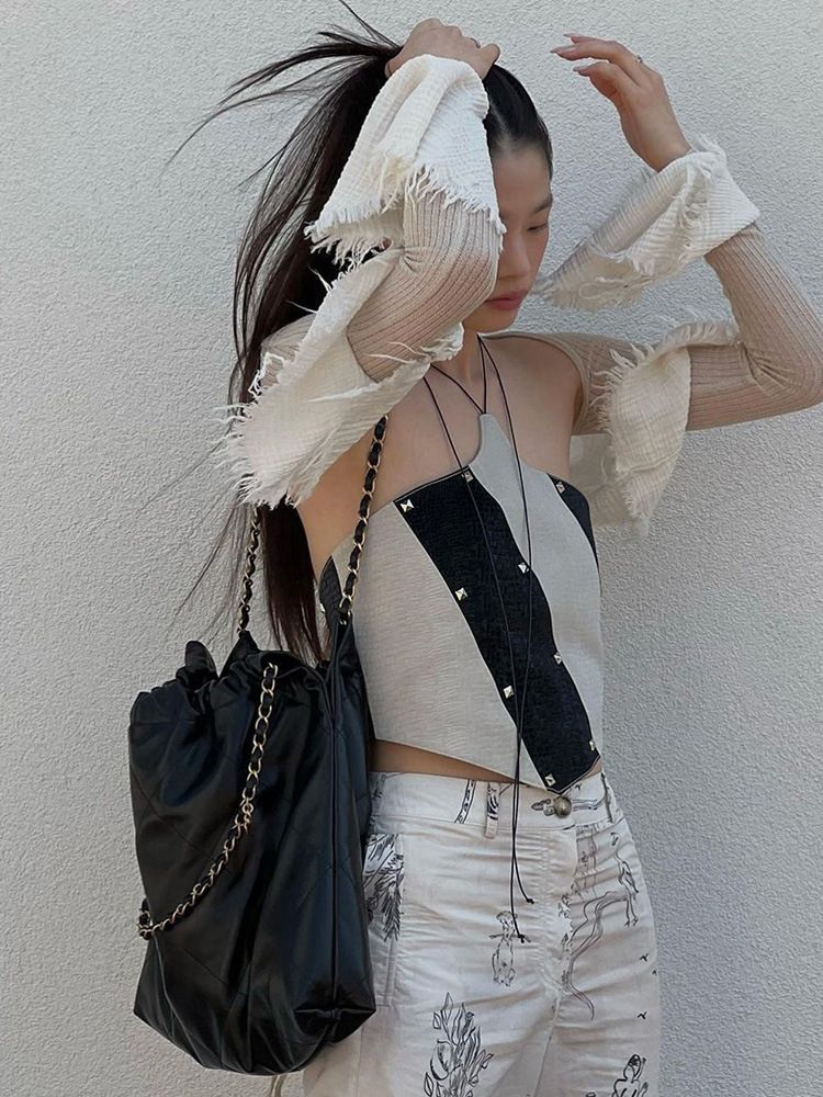 Travel Big Xiaoxiang Wind Wandering Large Capacity 22 Garbage Tote Lingge Chain Bag_voghion.com
