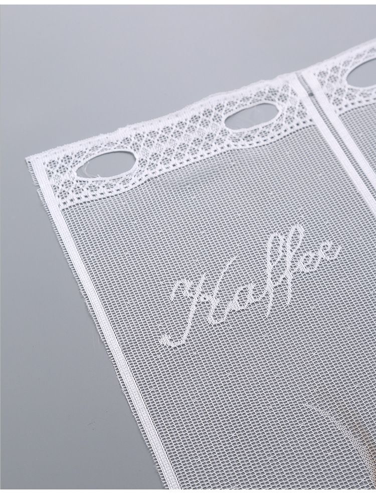 Sheer Lace Curtain For Kitchen, Bathroom & Balcony, 3 Sizes (150×45/180×45/225×45cm), White Polyester Voile Partition Drape With Scalloped Edge_voghion.com