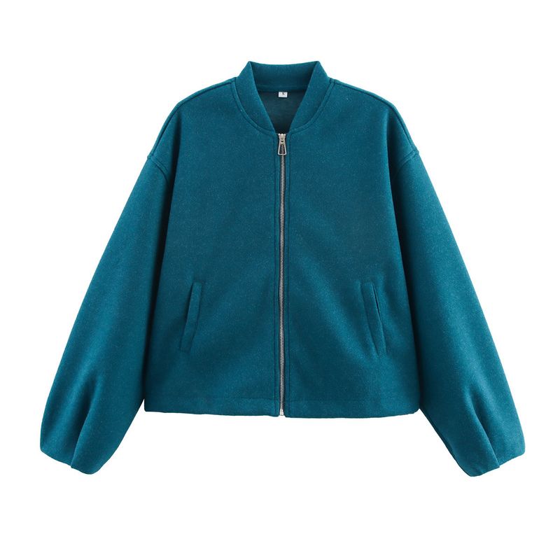 Women's Clothing Casual Loose-Fit Jacket With Stand Collar, Zipper Front, And Multiple Pockets – Stylish & Versatile Outerwear For Fall_voghion.com