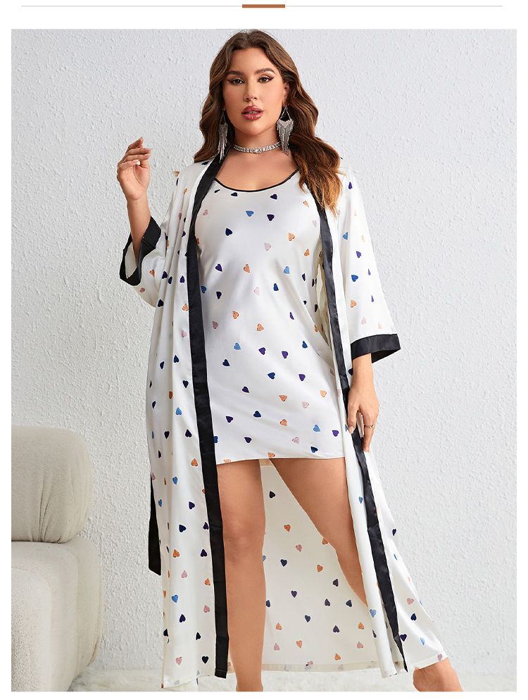 New Plus Size Cartoon Strap Set For Women, Casual Homewear, Spring And Autumn Tie Fashion Nightgown_voghion.com
