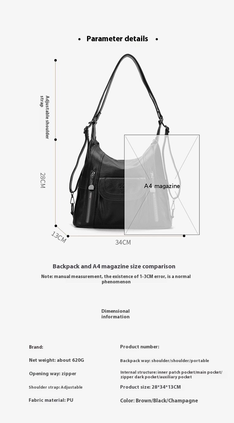 New Shoulder Bag Women's Bag Trendy And Versatile Simple And Fashionable Korean Version Large Capacity Handbag Backpack_voghion.com