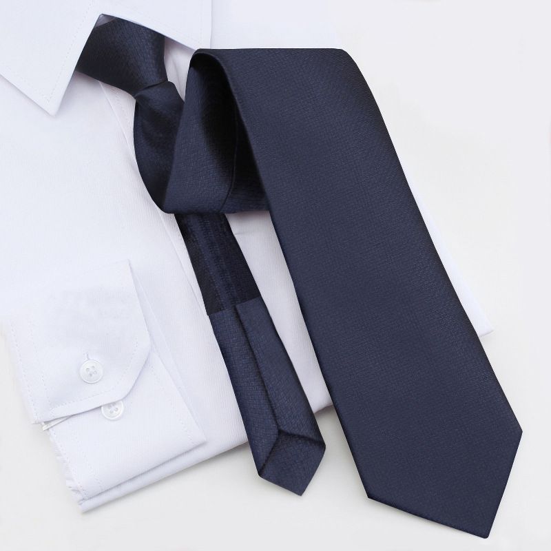 Public Institution Civil Servant Standard-Free Universal Zipper Tie No-Need-to-Tie Men's Lazy Formal Shirt Pure Red Navy_voghion.com