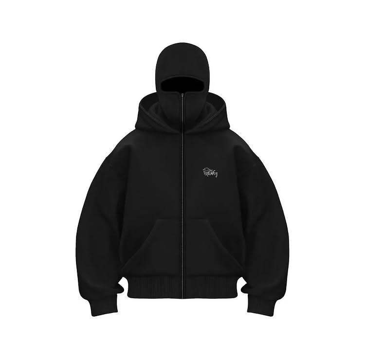 Felpa con cappuccio e cerniera, stile coppia, antivento, da uomo, marchio di abbigliamento alla moda, modello Gangster, con doppio cappello._voghion.com