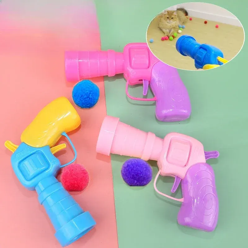 Pluh Ball Shooting Gun Cat, Self-Propelled Silent Ball Relieving Depreion, Micro-Elatic Static Sticky Toy For By PawParty Store_voghion.com