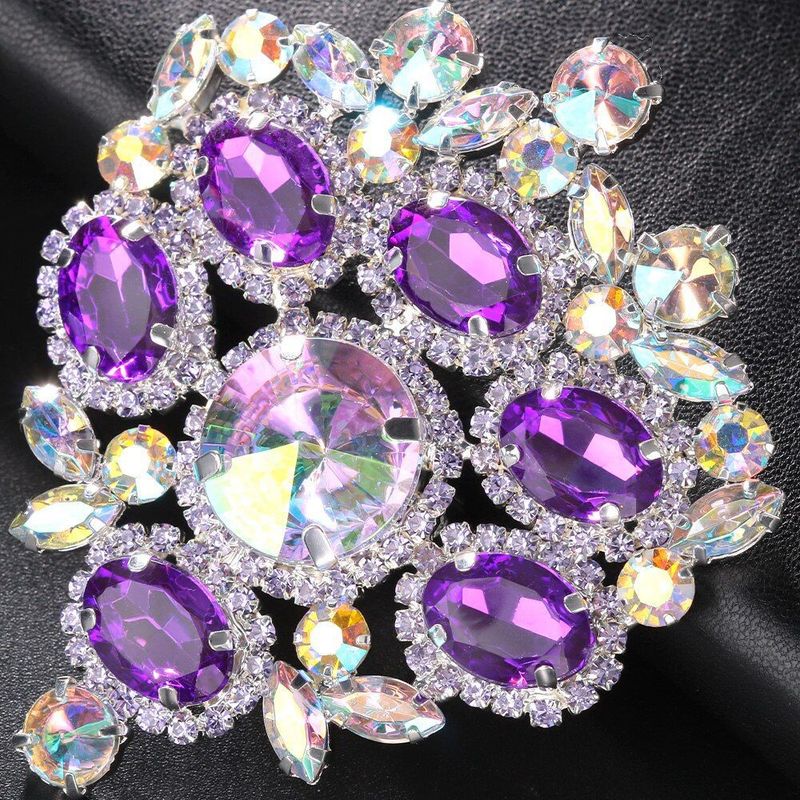 Popular Big Flower Ring Rhinestone Shine Retro High-grade Design Banquet Party Dress Accessories Women_voghion.com